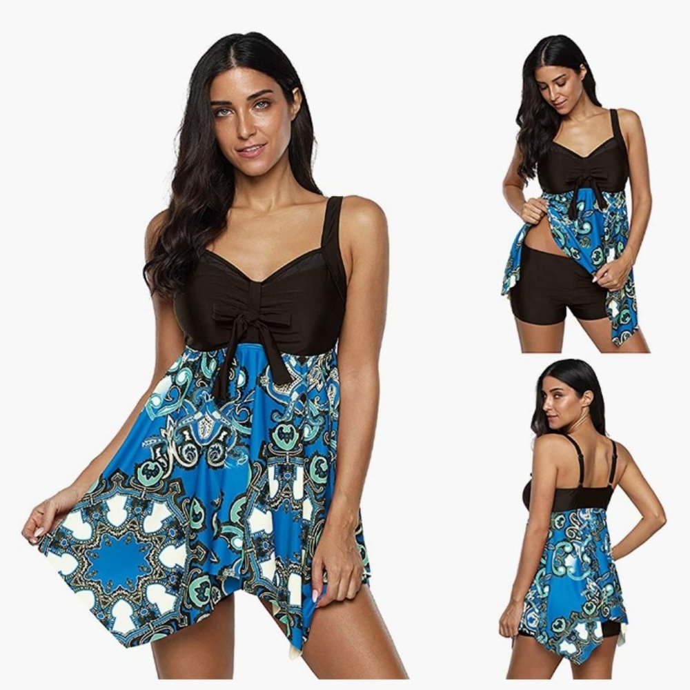 Brand New Blue and Black Tankini Swimsuit